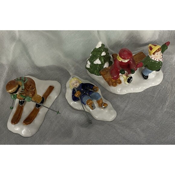 DEPARTMENT 56 ORIGINAL SNOW VILLAGE SKATERS & SKIERS SET OF 3 DEPT 56 Read - Picture 5 of 11